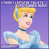 Cinderella: I think I left the toilets unscrubbed again. Goddamnit! Snow White: Grumpy squeezed my ass yesterday... and I think I liked it. Jasmine: I look so hot! Belle: I'm smarter than all you bitches! And I got a Best Picture nomination! Ariel: Jasmine looks so hot! Aurora: Why the fuck am I always ignored?!
